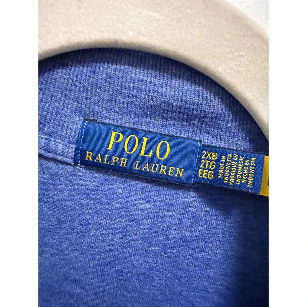 Polo Ralph Lauren Mens 2XB Heather Blue Quarter Zip Pullover Pony Logo Sweater